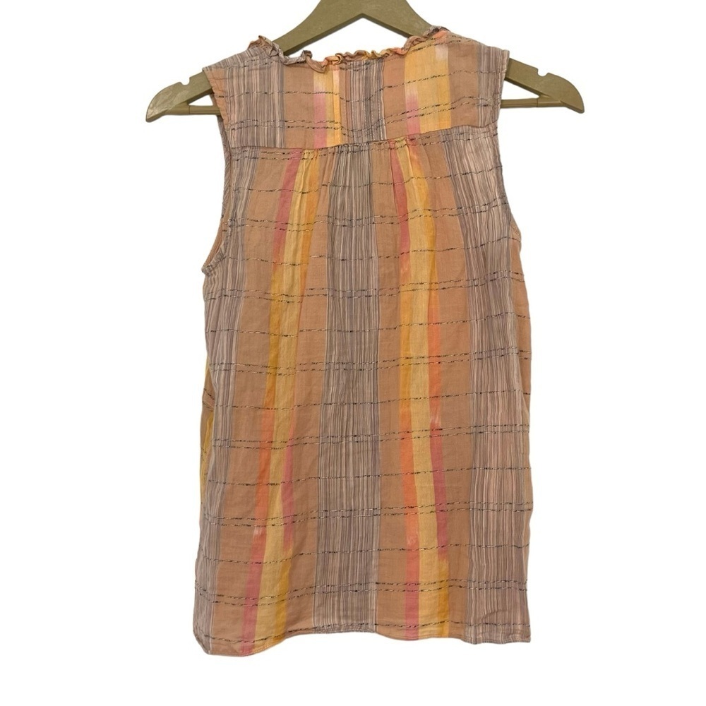 Anthropologie Holding Horses Orange Pink Plaid Faye Tank Top Size 0 - Picture 3 of 7
